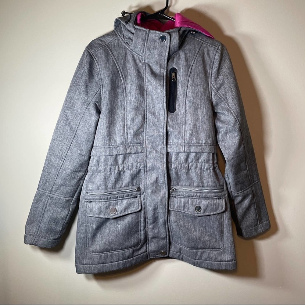 Point Zero Gray Long Sleeve Hooded Coat Size M